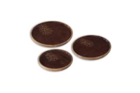 Wood Brown Enameled Gold Leaf Plate