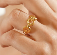 Gold plated chain link ring