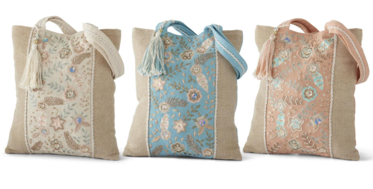 Floral Beaded Tote Bag