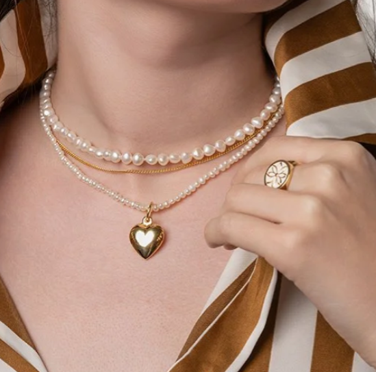 Puffy Heart Gold Tag/Pendant