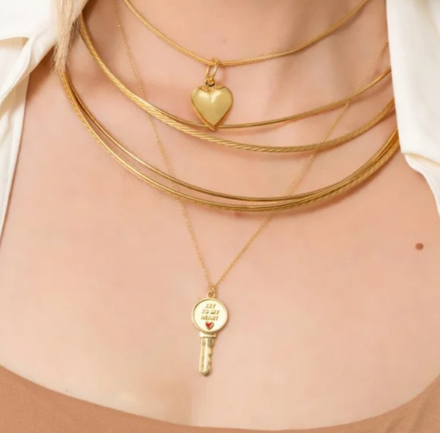 Puffy Heart Gold Tag/Pendant