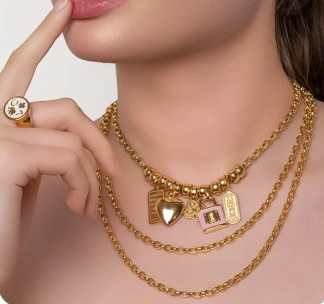Puffy Heart Gold Tag/Pendant