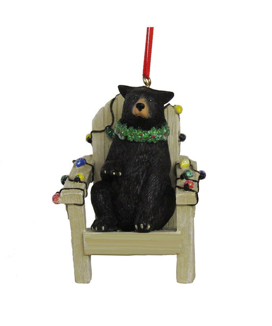 Black Bear On Adirondack Chair Ornament