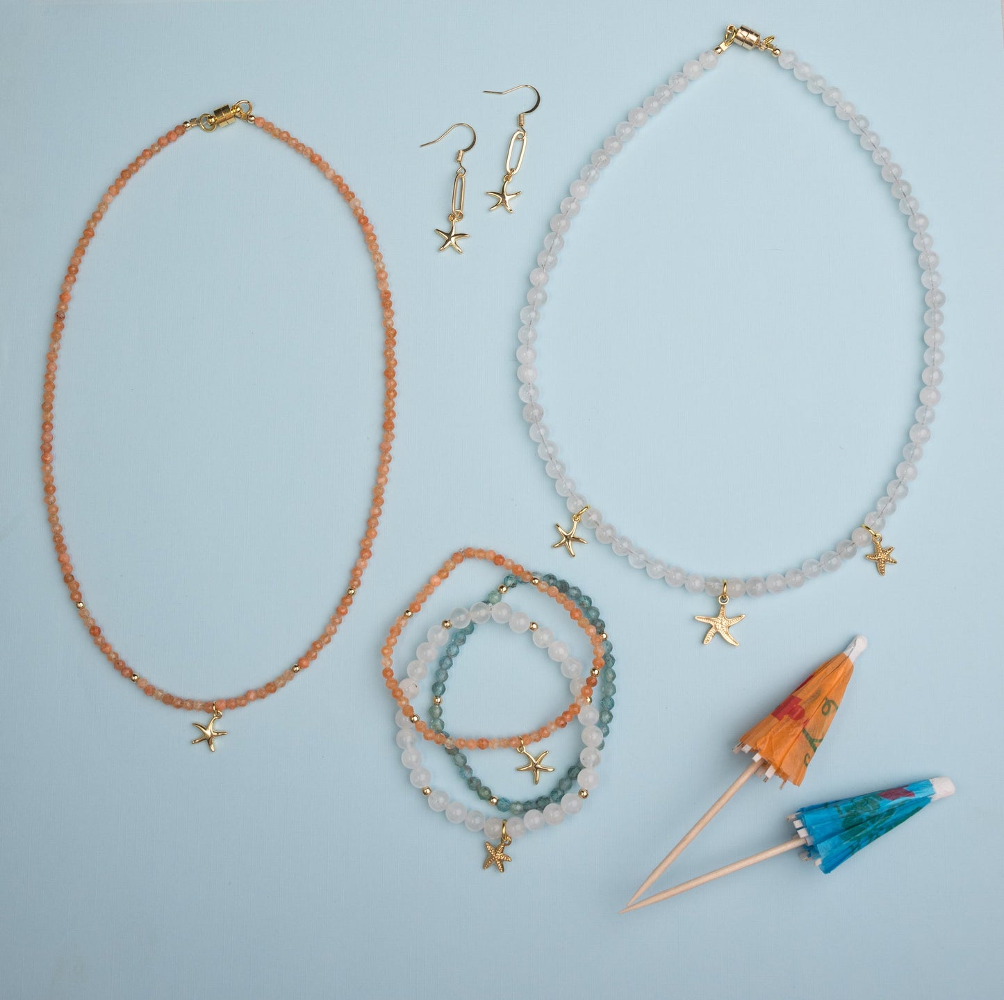 Coral Agate Starfish Necklace