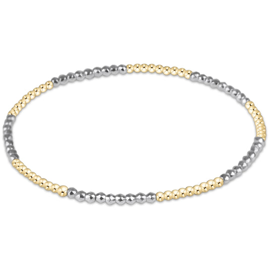 Blissful Pattern 2mm Bead Bracelet - Bright Silver Faceted Hematite
