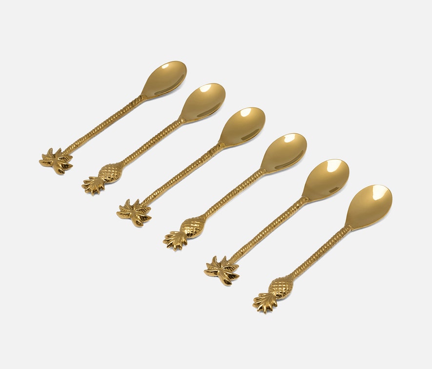 Set of 2 Palm Tree/Pineapple Appetizer Spoons - Gold