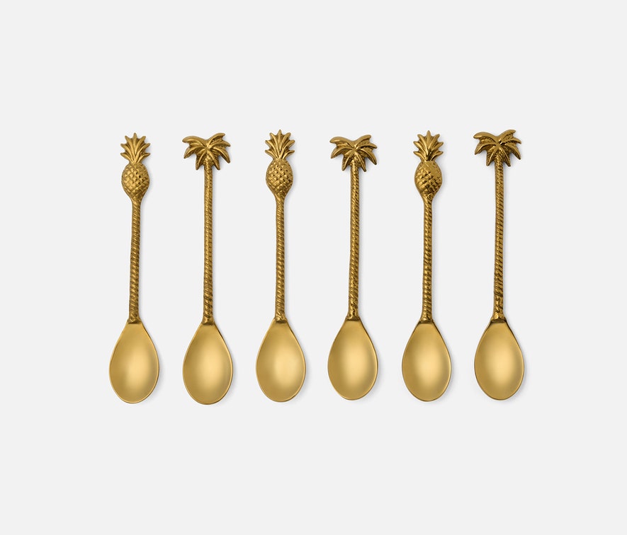 Set of 2 Palm Tree/Pineapple Appetizer Spoons - Gold