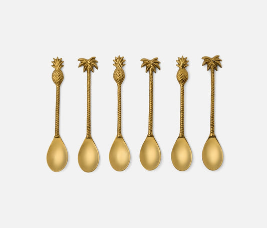 Set of 2 Palm Tree/Pineapple Appetizer Spoons - Gold