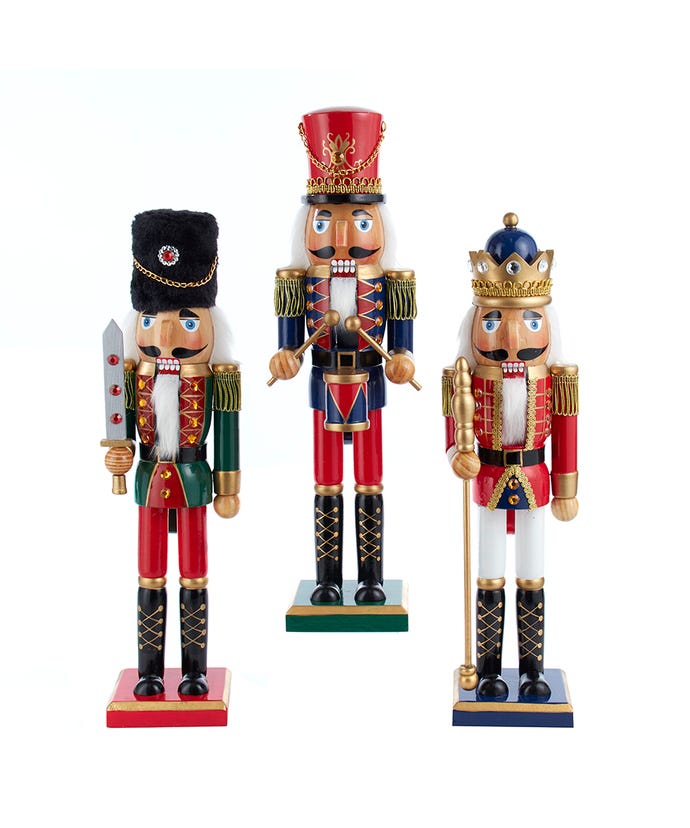 King or Soldier Nutcracker 15", 3 Assorted Styles