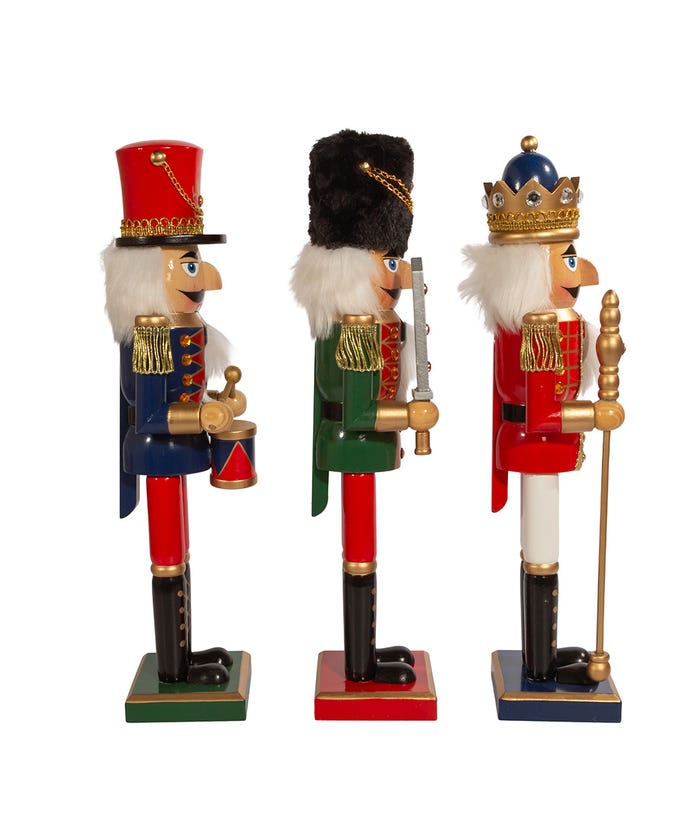 King or Soldier Nutcracker 15", 3 Assorted Styles