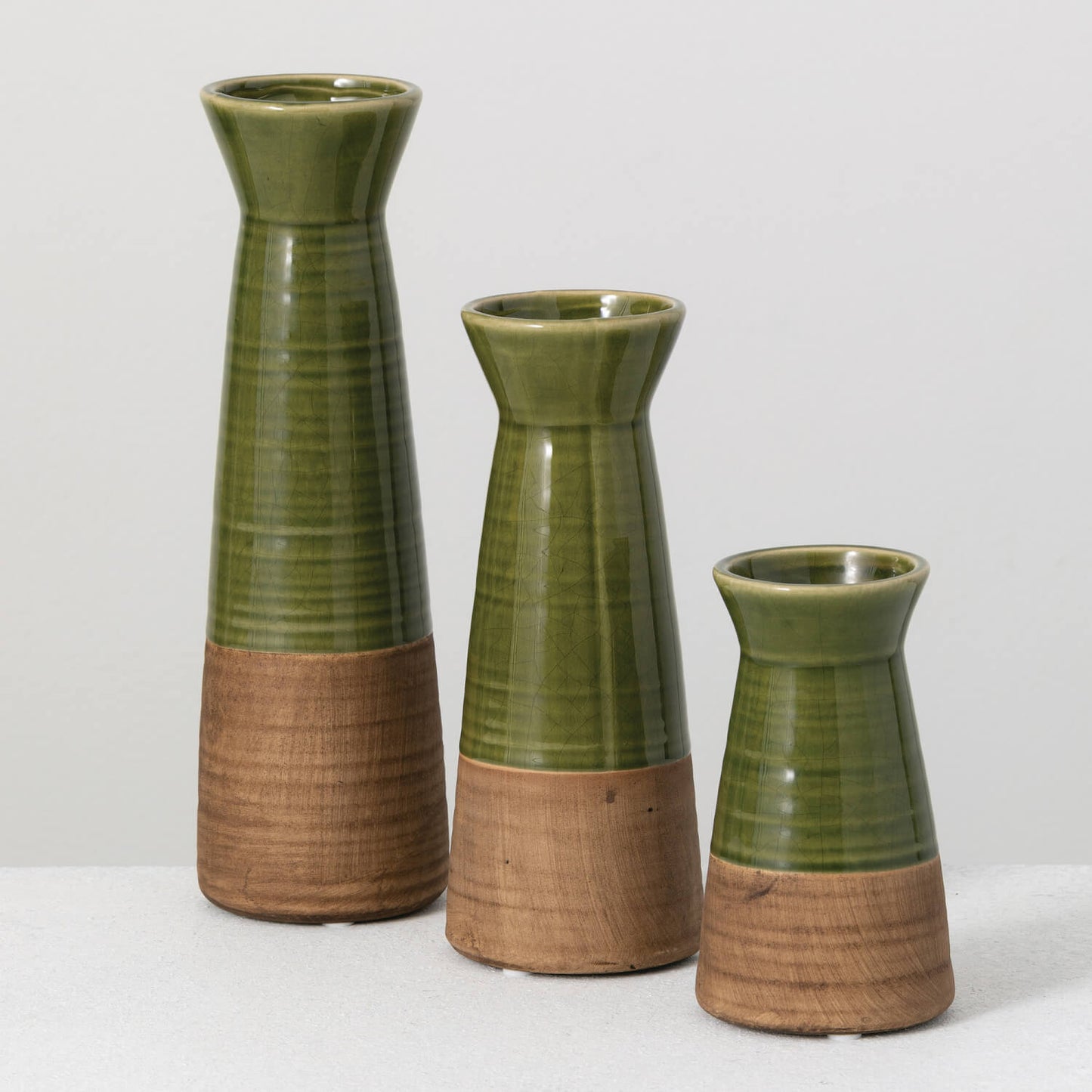 Two Toned s/3 Ceramic Bud Vase Set