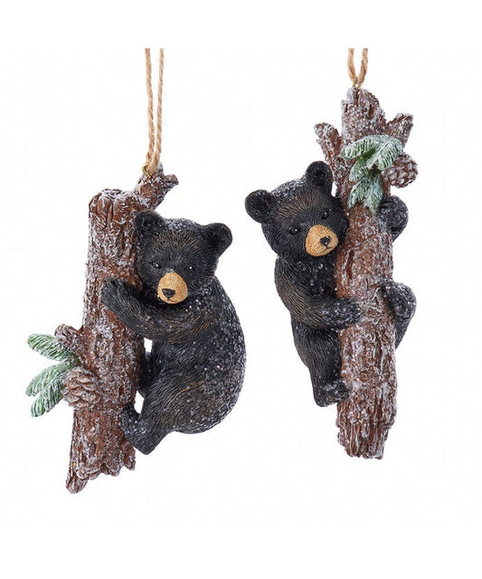 Black Bear With Mica Ornaments, 2 Assorted