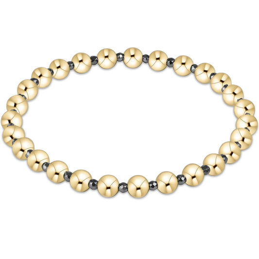 Silver Faceted Hematite Grateful Pattern 5mm Bead Bracelet
