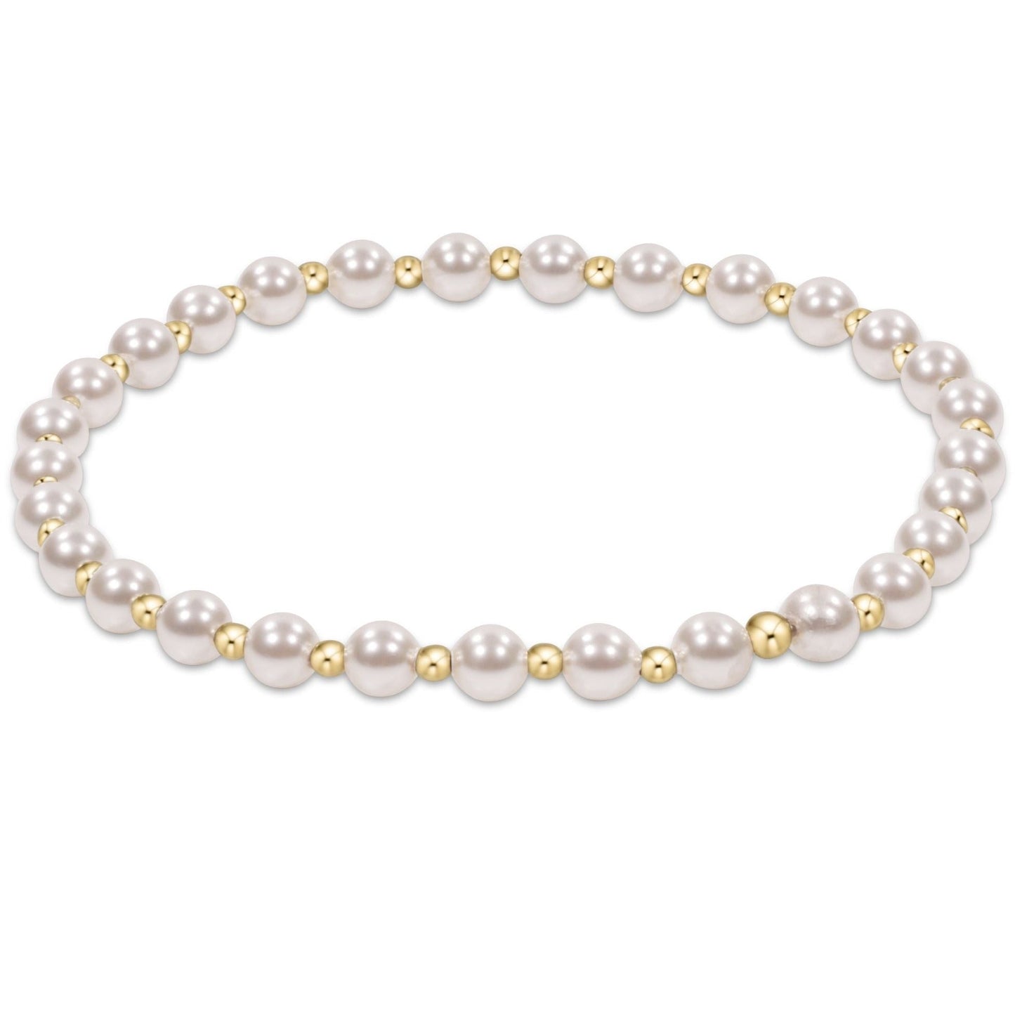 PEARL GRATEFUL PATTERN 4MM BEAD BRACELET - 6MM GOLD