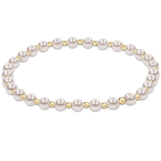 PEARL GRATEFUL PATTERN 4MM BEAD BRACELET - 6MM GOLD