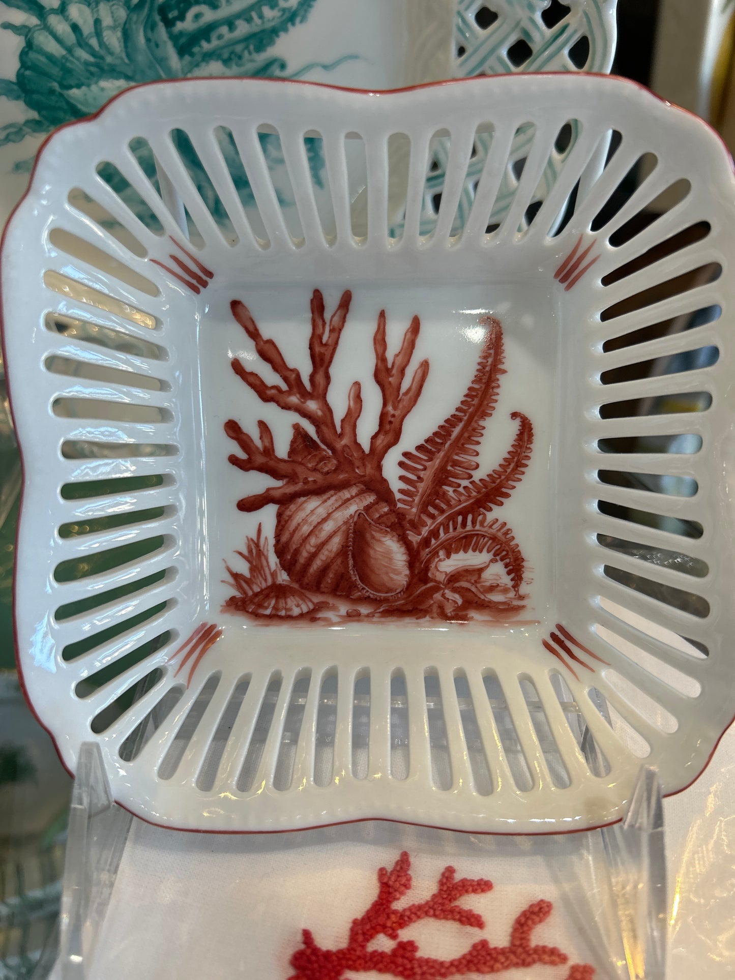 Underwater Scene, Rust  Pierced 5" Dish