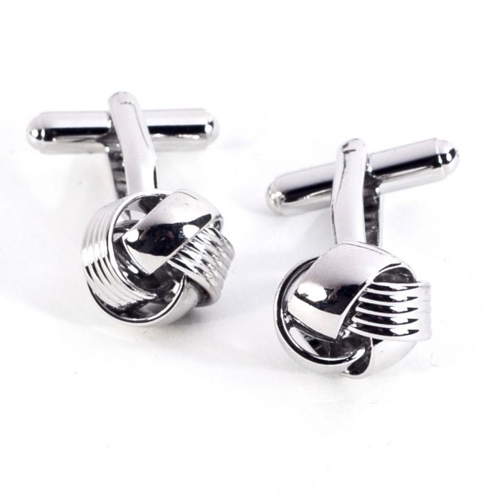 Rhodium Plated Cufflinks with Classic 'Knot' Design