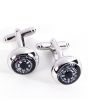 Rhodium Plated Cufflinks with Compass