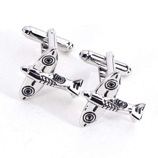 Rhodium Plated Cufflinks with "Airplane" Design