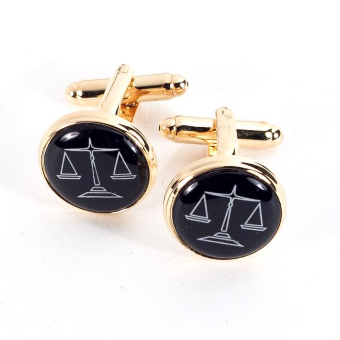 Gold Plated Round Cufflinks with "Scales" Design