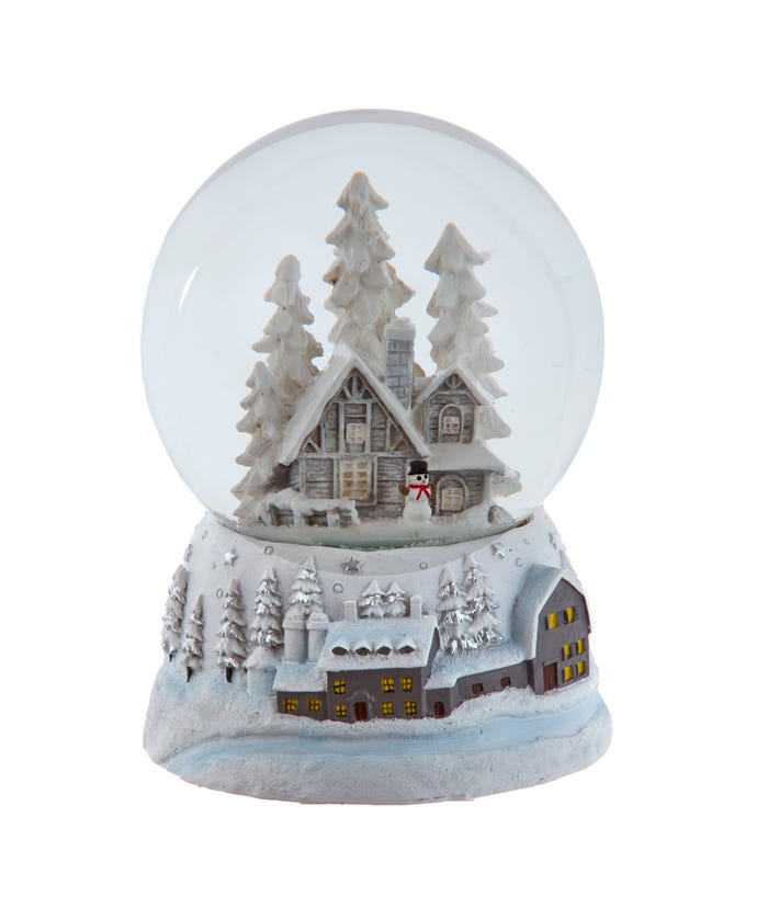 Musical Snowy House Water Globe, Wind-Up