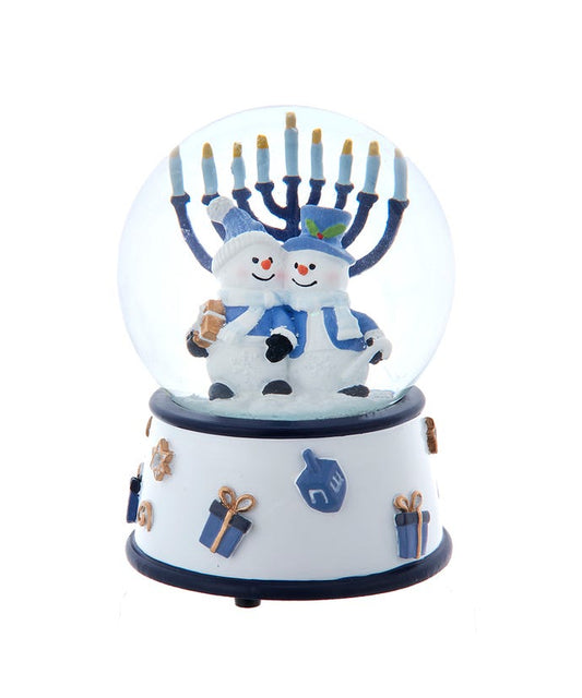 4" Musical Wind-Up Hanukkah Snowman Water Globe
