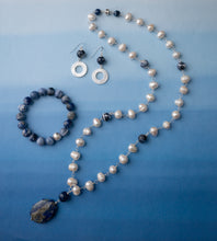 Pearl Chain, Sodalite, Lapis Necklace