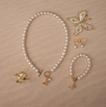 Freshwater Pearl, Butterfly Charm Necklace