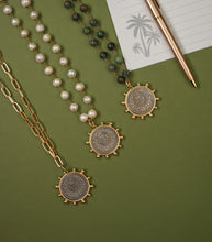 Matte Paperclip Chain, French Coin Pendant Necklace