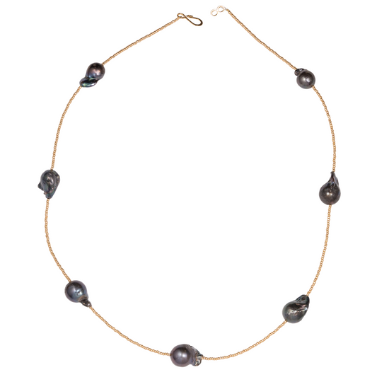Peacock Baroque Pearl Gold Henrietta Necklace