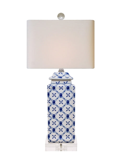 B/W PORCELAIN SQUARE COVER LAMP (CRYSTAL BASE)