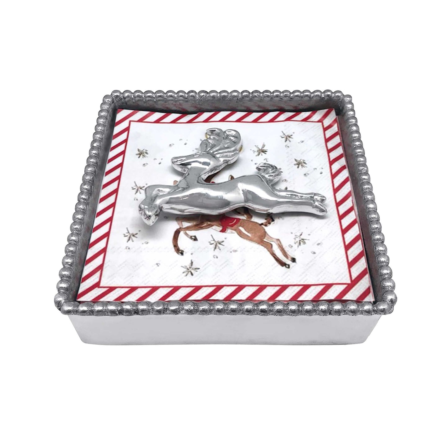 Leaping Reindeer Beaded Napkin