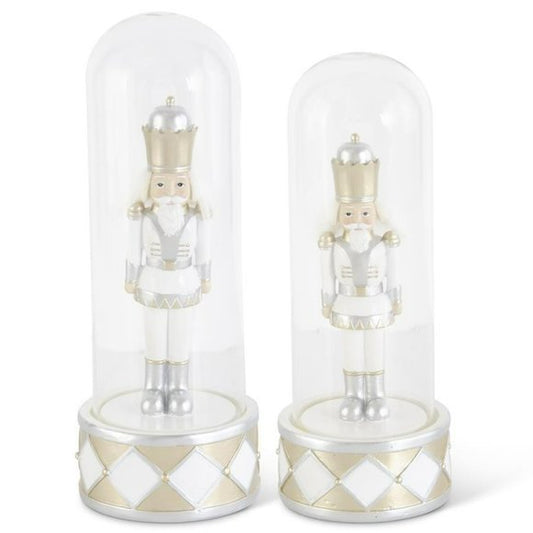 Silver & Gold Resin Soldier Under Glass Dome