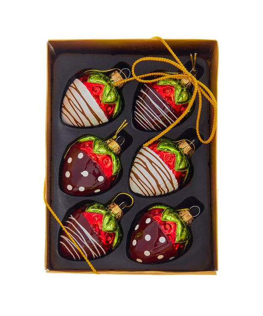 Box of 6 Chocolate Covered Strawberries Noble Gems Ornament