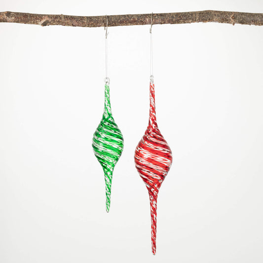 SWIRLING FINIAL Red or Green ORNAMENT