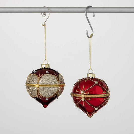 DARK RED Hinged BALL BOX ORNAMENT Assorted
