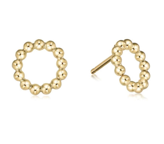 Classic Beaded Halo Stud-3MM Bead Gold Studs