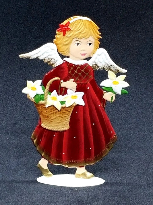 Angel with Flower Basket, Painted