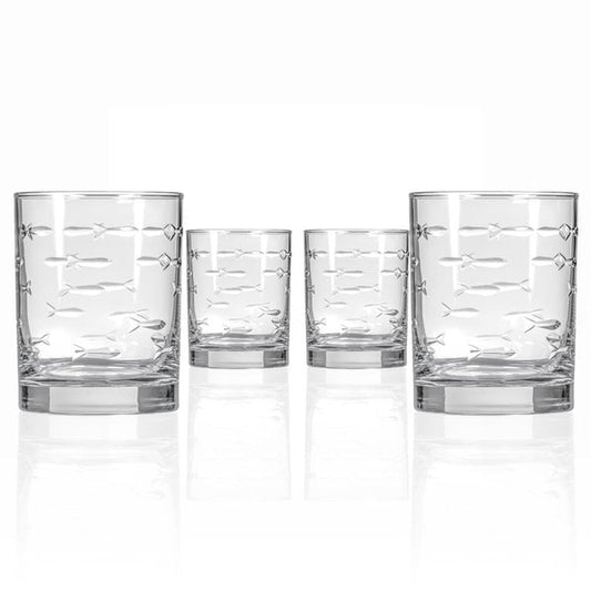 School of Fish Set of 4 13oz Double Old Fashioned