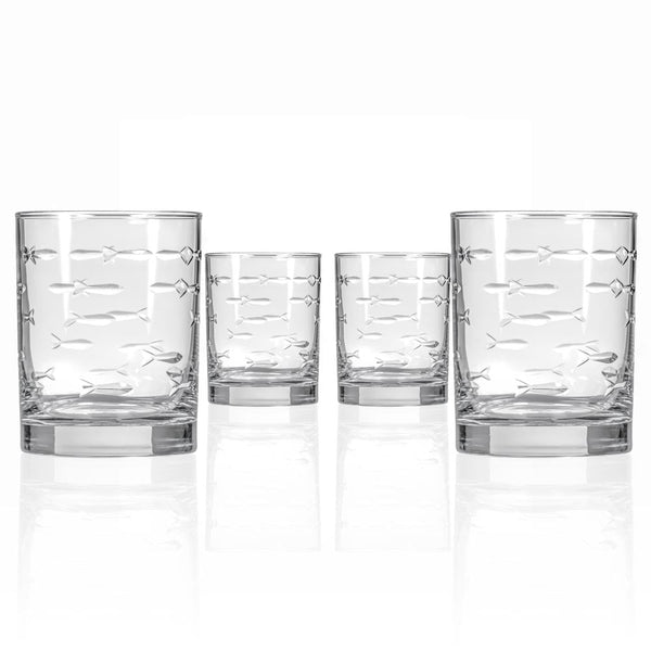 School of Fish Set of 2 13oz Double Old Fashioned