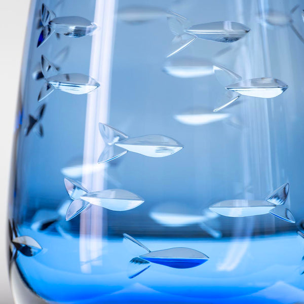 Set of 2 School of Fish 15oz Blue Stemless Wine Tumbler Glass