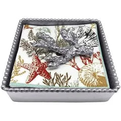 Coral Beaded Napkin Box