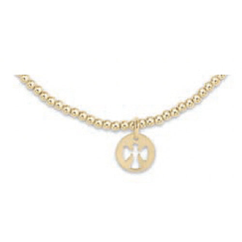 Classic Gold 2MM Bead Bracelet - Guardian Angel Small Gold Disc