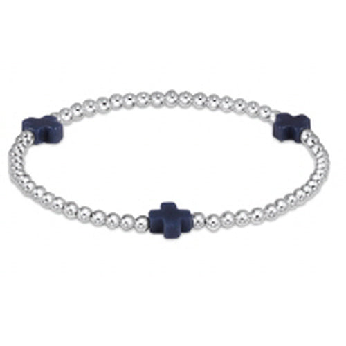 enewton extends - Signature Cross Sterling Pattern 3MM Bead Bracelet Navy