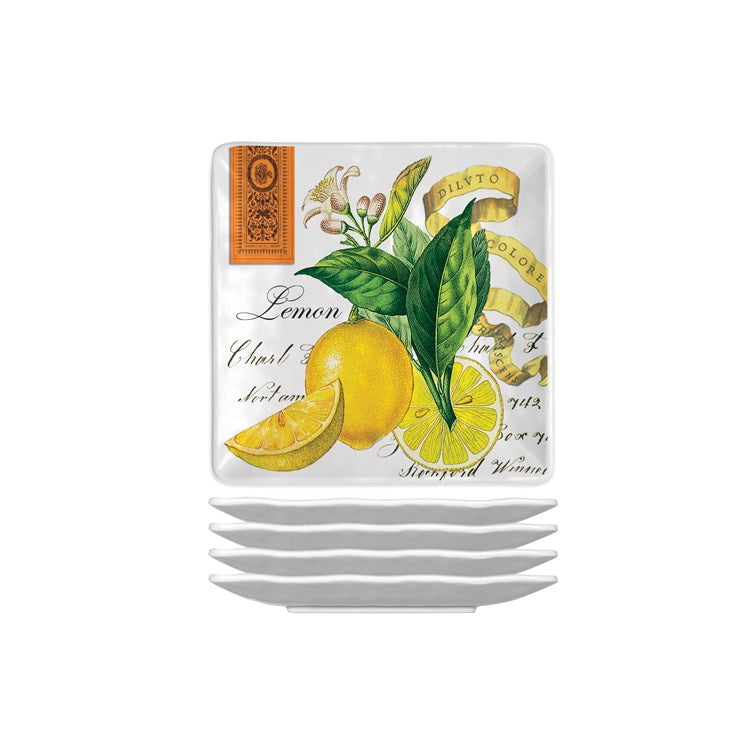 MDW Lemon Basil Melamine Canape Plate Set of 4