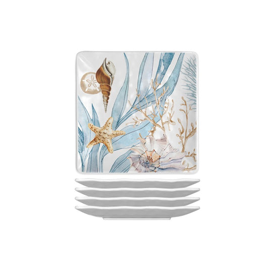 MDW Ocean Tide Melamine Canape Plate Set of 4