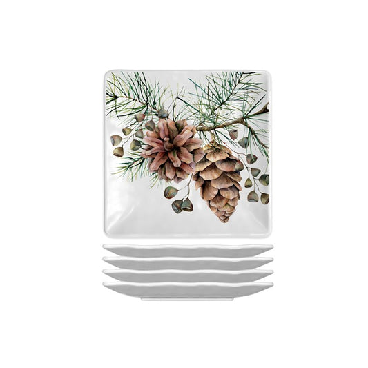 MDW White Spruce Melamine Canape Plate Set of 4