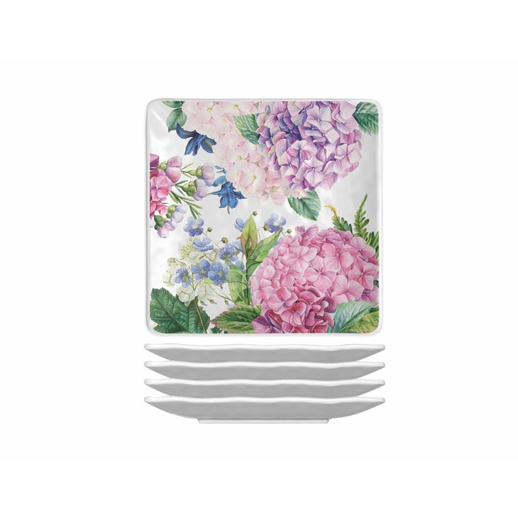MDW Wild Hydrangea Melamine Canape Plate Set of 4