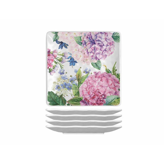 MDW Wild Hydrangea Melamine Canape Plate Set of 4