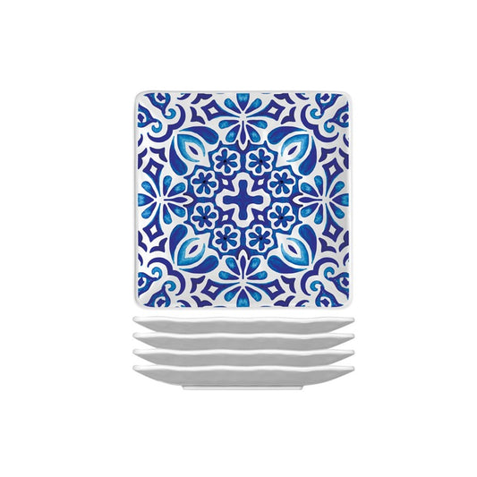 MDW Indigo Seas Melamine Canape Plate Set of 4